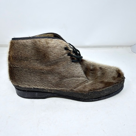 Vintage Hair On Hide Leather Chukka Boots German Polyacrylic Fleece Lined Crepe main image 6